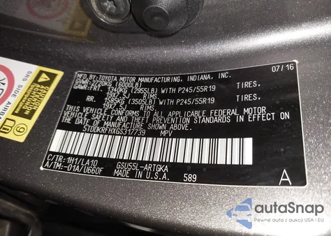 2016 Toyota Highlander Limited Platinum V6 from USA, damaged, VIN 5TDDKRFHXGS317739